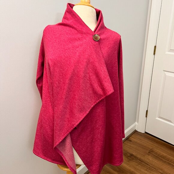 Bobeau Asymmetrical One Button Wrap Cardigan Pink Sz S - Picture 2 of 9